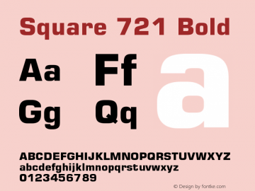 Square 721 Bold Version 003.001 Font Sample