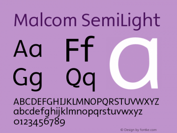 Malcom SemiLight Version 001.000 Font Sample