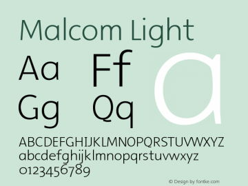 Malcom Light Version 001.000 Font Sample