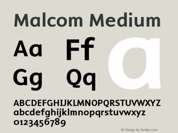 Malcom Medium Version 001.000 Font Sample