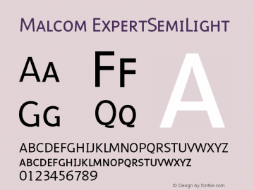Malcom ExpertSemiLight Version 001.000 Font Sample