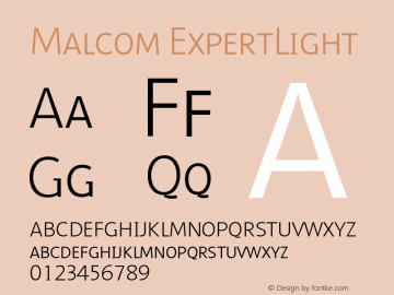 Malcom ExpertLight Version 001.000 Font Sample