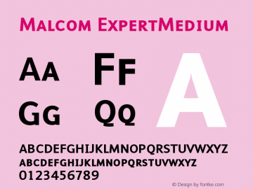 Malcom ExpertMedium Version 001.000 Font Sample
