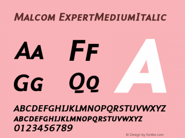 Malcom ExpertMediumItalic Version 001.000 Font Sample