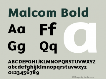 Malcom Bold Version 001.000 Font Sample