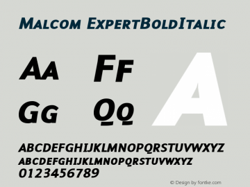 Malcom ExpertBoldItalic Version 001.000 Font Sample