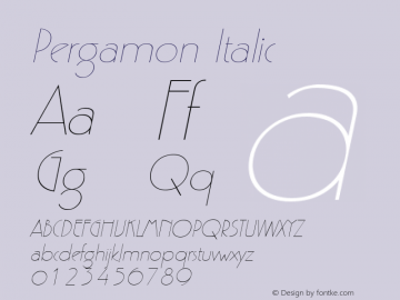 Pergamon Italic Altsys Fontographer 3.5  07.02.1995 Font Sample
