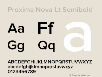 Proxima Nova Lt Semibold Version 2.003 Font Sample