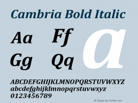 Cambria Bold Italic Version 0.90图片样张
