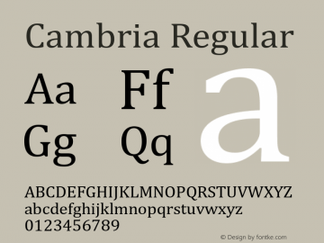 Cambria Regular Version 5.93 Font Sample