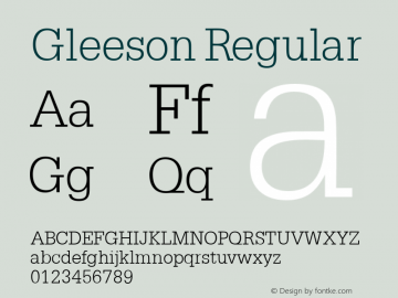 Gleeson Regular Altsys Fontographer 4.0.3 2/6/94 Font Sample