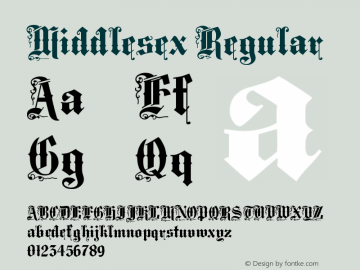 Middlesex Regular Version 001.000 Font Sample