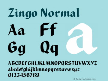 Zingo Normal Version 001.000 Font Sample