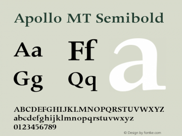Apollo MT Semibold 001.000 Font Sample