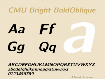 CMU Bright BoldOblique Version 0.6.0 Font Sample