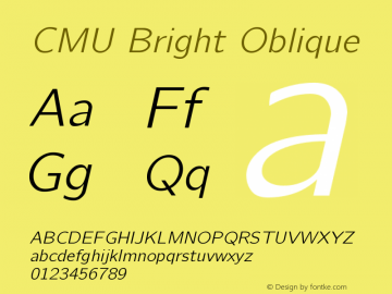 CMU Bright Oblique Version 0.6.1 Font Sample