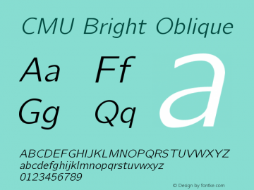 CMU Bright Oblique Version 0.6.2 Font Sample