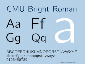 CMU Bright Roman Version 0.6.2 Font Sample