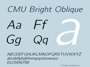 CMU Bright Oblique Version 0.6.3 Font Sample
