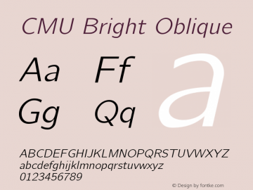 CMU Bright Oblique Version 0.7.0 Font Sample