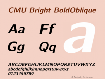 CMU Bright BoldOblique Version 0.7.0 Font Sample