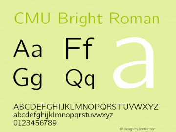 CMU Bright Roman Version 0.7.0 Font Sample