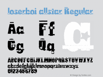 loserboi allstar Regular Version 1.00 February 27, 2006, initial release Font Sample