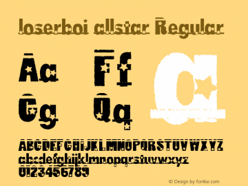 loserboi allstar Regular Version 1.00 February 27, 2006, initial release Font Sample