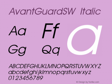 AvantGuardSW Italic Rev. 003.000图片样张