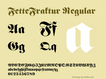 FetteFraktur Regular Altsys Fontographer 3.5  4/11/93 Font Sample