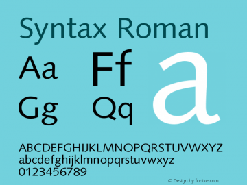 Syntax Roman Version 001.001 Font Sample