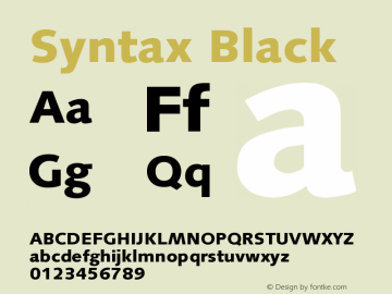 Syntax Black Version 001.001 Font Sample