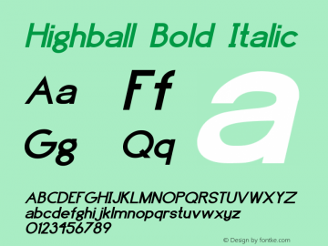 Highball Bold Italic 1.0/1995: 2.0/2001 Font Sample