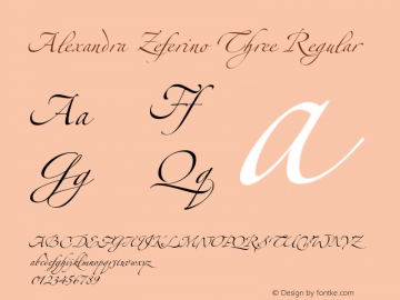 Alexandra Zeferino Three Regular Version 2.001;PS 002.000;hotconv 1.0.38 Font Sample