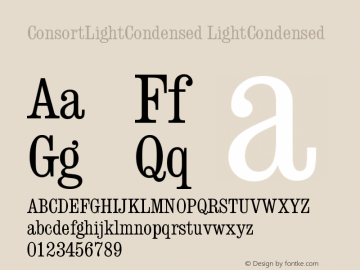 ConsortLightCondensed LightCondensed Version September 6, 1993 v1 Font Sample