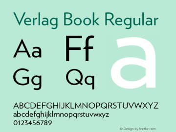 Verlag Book Regular Unknown Font Sample