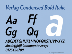 Verlag Condensed Bold Italic Unknown图片样张