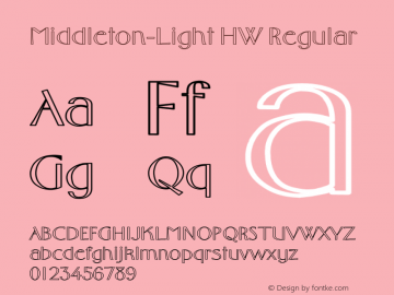 Middleton-Light HW Regular Unknown Font Sample