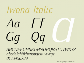 Iwona Italic Version 0.995 Font Sample