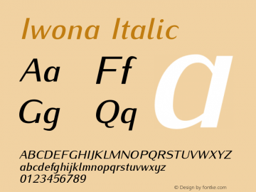 Iwona Italic Version 0.995 Font Sample