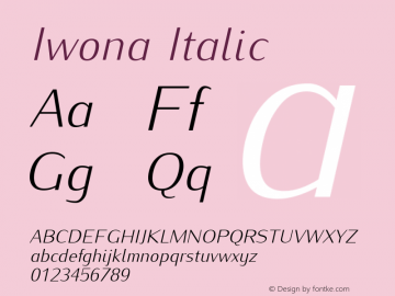 Iwona Italic Version 0.995 Font Sample