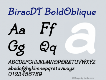 BiracDT BoldOblique Version 001.001图片样张