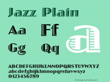 Jazz Plain Version 1.0 Font Sample
