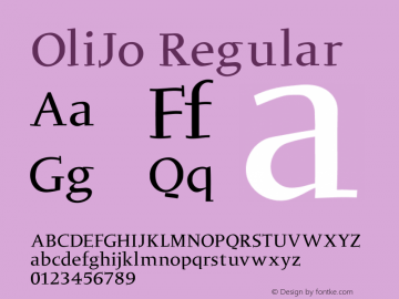 OliJo Regular 1.0 Font Sample