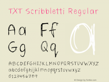 TXT Scribbletti Regular Unknown Font Sample