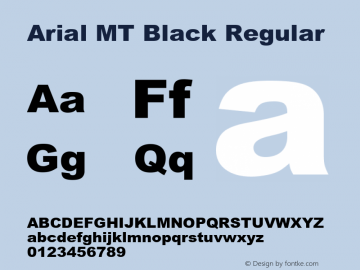 Arial MT Black Regular Version 0.71 Font Sample