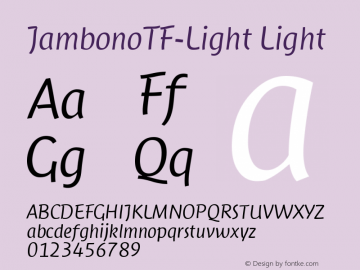 JambonoTF-Light Light Version 004.301 Font Sample