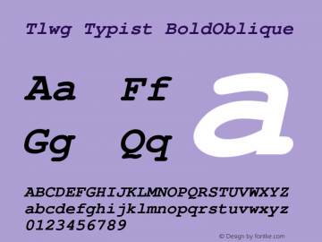 Tlwg Typist BoldOblique Version 001.012: 2009-06-07 Font Sample