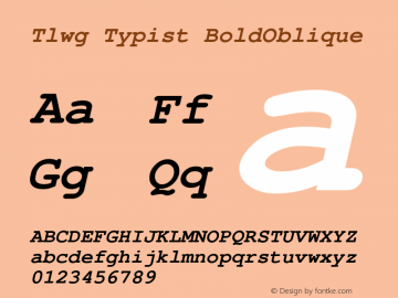 Tlwg Typist BoldOblique Version 001.021: 2012-02-14 Font Sample