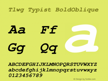 Tlwg Typist BoldOblique Version 002.001: 2014-06-27 Font Sample